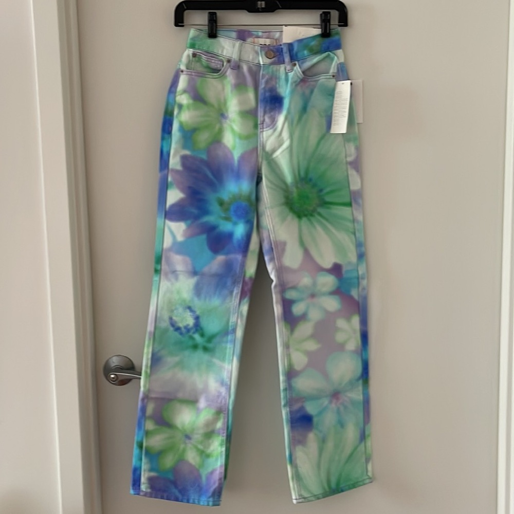BDG high waisted cowboy Jean in floral multi - size 24